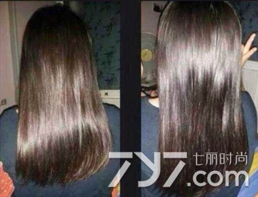头发柔顺前后效果图